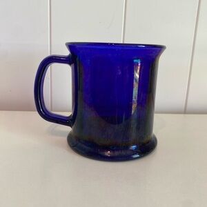 Vintage Cobalt Blue Iridescent Glass Mug